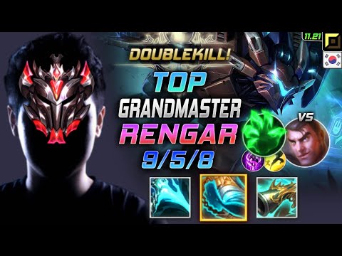 GrandMaster Rengar TOP vs Jayce - 천상계 탑 렝가 템트리 룬 정수 착취 レンガー Ренгар 傲之追猎者 雷葛爾 - KR 11.21