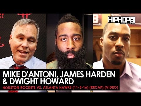 Mike D'Antoni, James Harden, Dwight Howard (Houston Rockets vs. Atlanta Hawks LockerRoom Interviews)