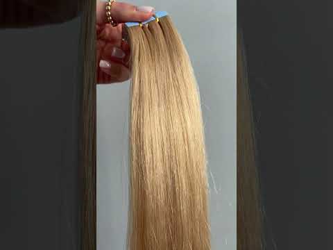 Волосся для стрічкового нарощування, 45 см, пряме, 20 пасм, золотистий блонд (24) video