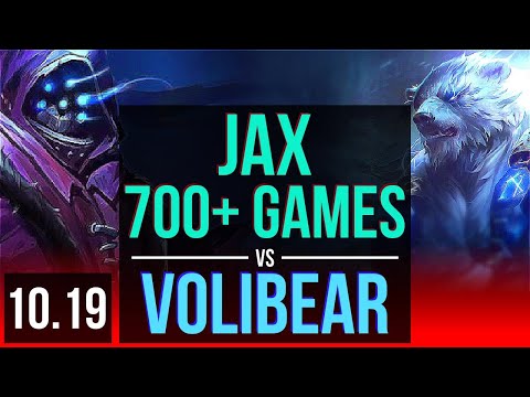 JAX vs VOLIBEAR (TOP) | 700+ games, 2 early solo kills | KR Master | v10.19