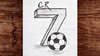 CR7 Easy 3D Drawing | 3D Cristiano Ronaldo Number 7 Drawing | Easy Pencil Sketch Tutorial