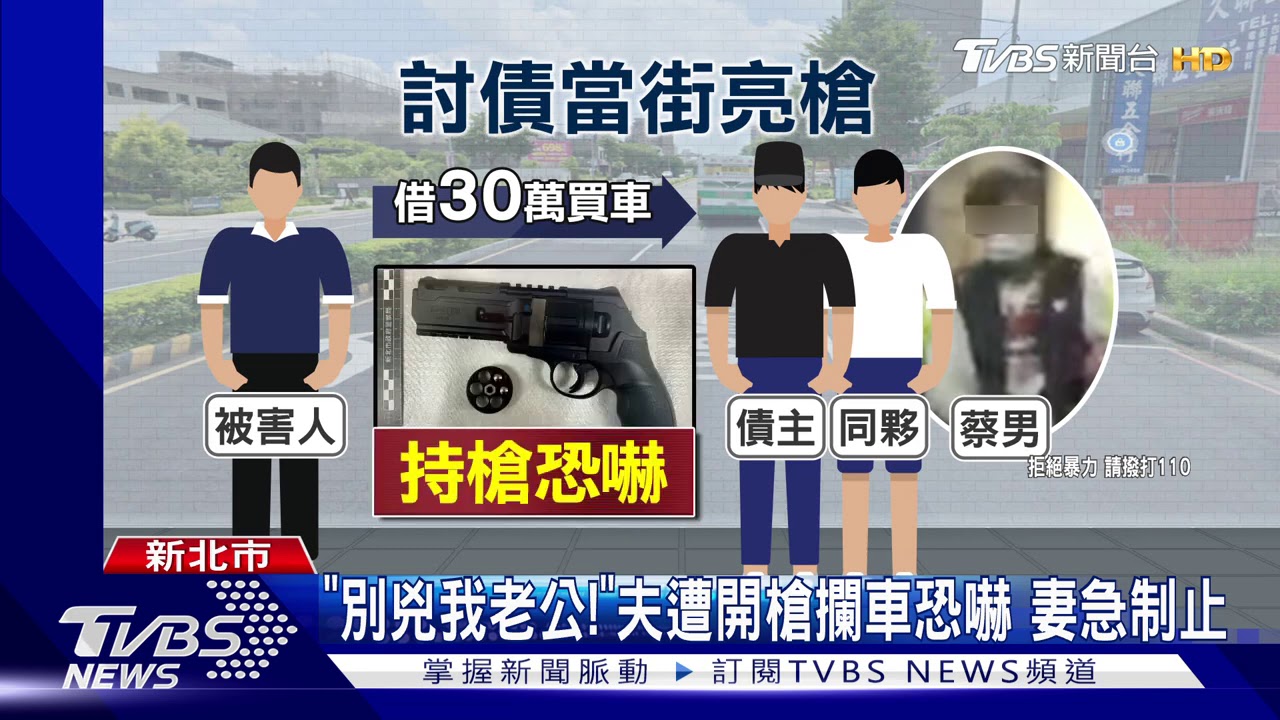 「別兇我老公!」夫遭開槍攔車恐嚇 妻急制止