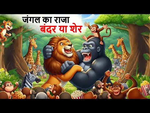 जंगल का राजा बंदर या शेर | jungle ka raja bandar ya sher | sher ki kahani | Hindi Kahani | Kahani