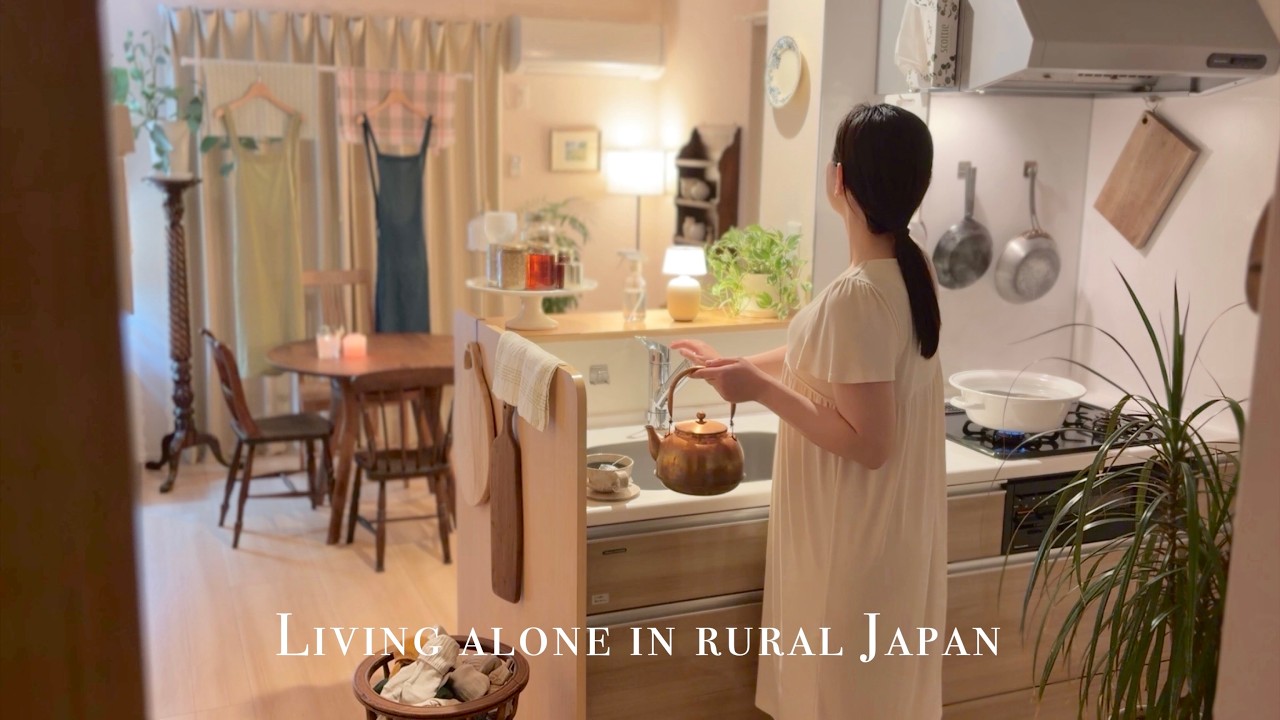 雨で外に出ることを諦めて家で過ごす18時｜ゆっくりシンプルな田舎ひとり暮らし｜疲れた心を癒す地産地消の和食料理｜Living alone in rural ​Japan