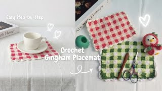 Easy Crochet Gingham Placemat Tutorial for Beginners | DIY Crochet Placemat Step-by-Step