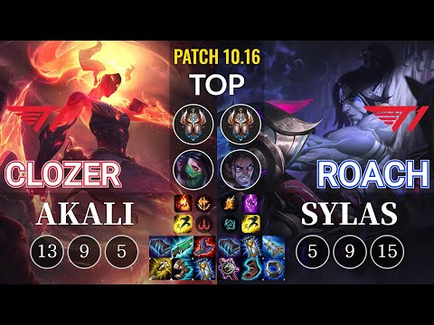 T1 Clozer Akali vs T1 Roach Sylas Top - KR Patch 10.16
