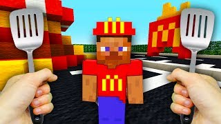 REALISTIC MINECRAFT - STEVE WORKS AT McDONALD'S!🍟