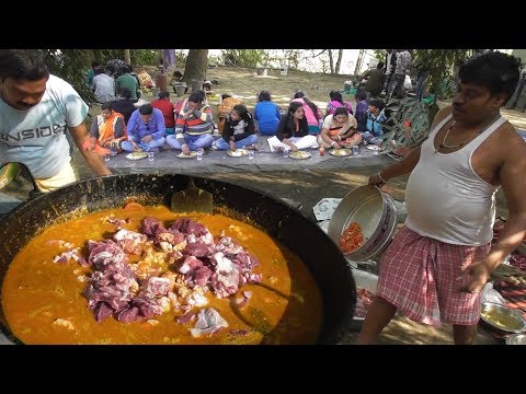 Picnic Style Full Mutton Curry Preparation | Indian People Celebrating Christmas Day 2018