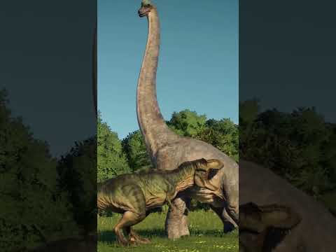 Brachiosaurus Uses its Brawny Body To Kill A T-Rex | Jurassic World Evolution 2 #Shorts