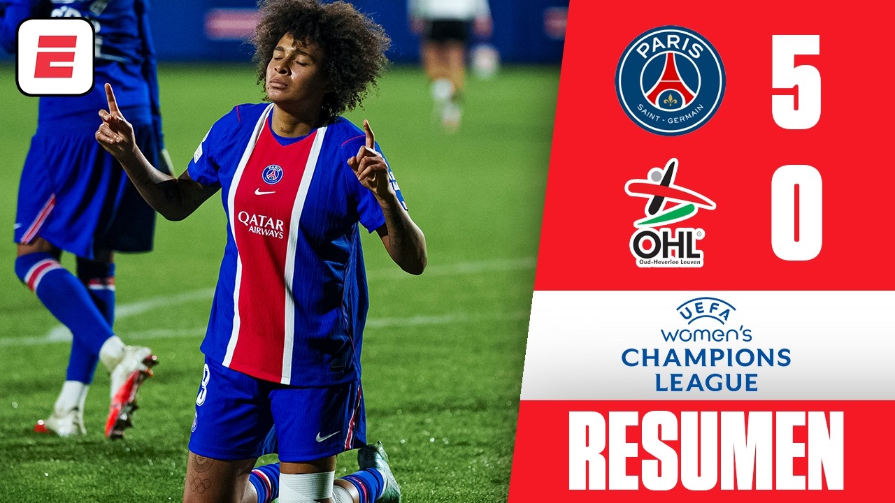 PSG APLASTÓ 5-0 al Leuven y se trepa a 2 del líder Barcelona | Resumen | Women's Champions League