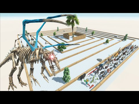 ESCAPE FROM ALIEN SPINOSAURUS SKELETON - LAST SURVIVOR - Animal Revolt Battle Simulator