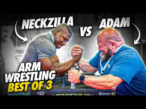 Massive Bodybuilder Neckzilla vs Adam the Bodybuilder Bully | Best of 3 Arm Wrestling Match