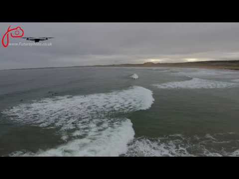 Drone footage of surfers at Fraserburgh
