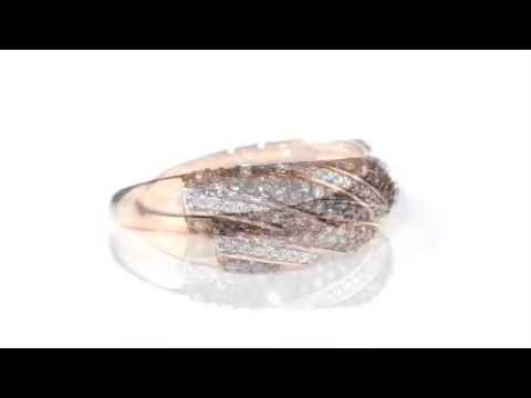 White and Champagne Diamond Ring 1/3 Carat in 10K Rose Gold
