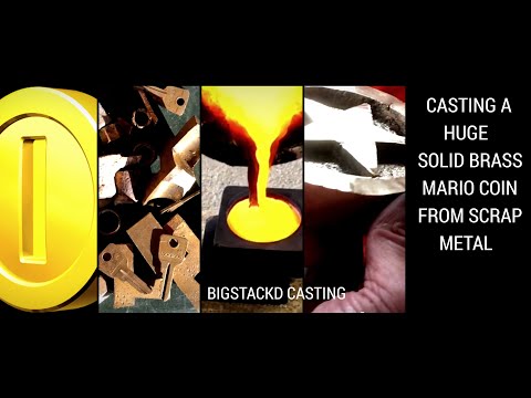 BRASS CASTING 1.5kg+ MARIO BROS COIN FROM SCRAP METAL - Melting & Sand Casting Brass