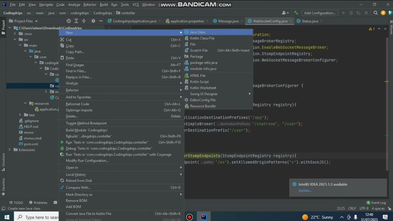 creating a Chat Application using #java #springboot and #react #2