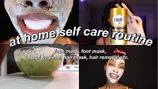 *at home* self care routine | hair mask, face mask, oral hygiene, hair removal etc. | Curlyhead Jas