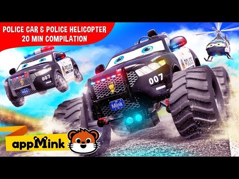 appMink kids cartoon – Fun with Police Car,  Monster Truck & Police Helicopter