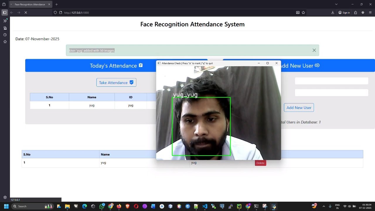 Facial Recognition Attendance System Using Python & Flask
