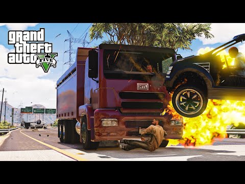 GTA 5 RUTHLESS BRICKADE DUMP TRUCK CRASHES COMPILATIONS - DESTRUCTION