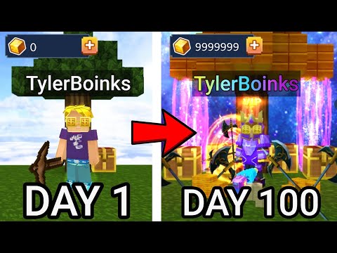 Playing 100 DAYS in a NEW ACCOUNT in SkyBlock!! -Blockman Go