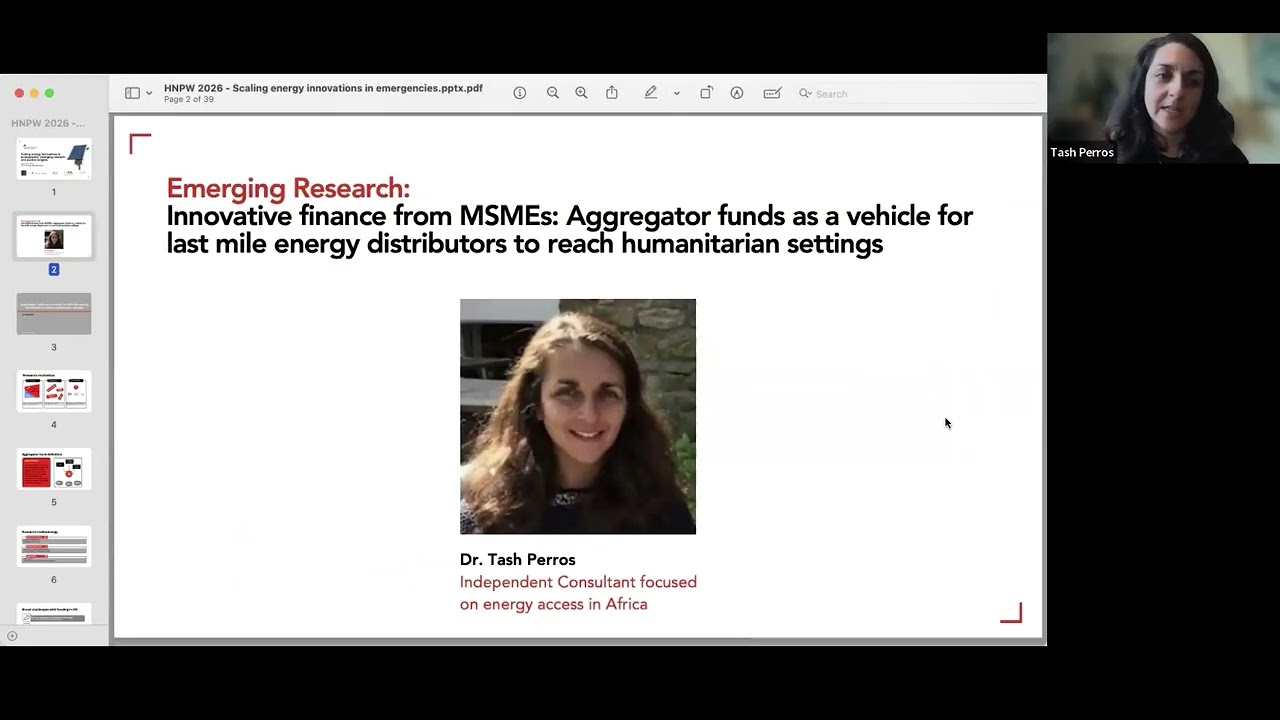 Creating Hope in Conflict:  Scaling Energy Innovations  in Emergencies  (HNPW session recording)