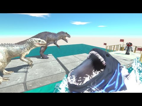 Dinosaurs Race above the OCEAN OF BLOOP! Is Giganotosaurus faster than Indominus Rex?- Animal Revolt