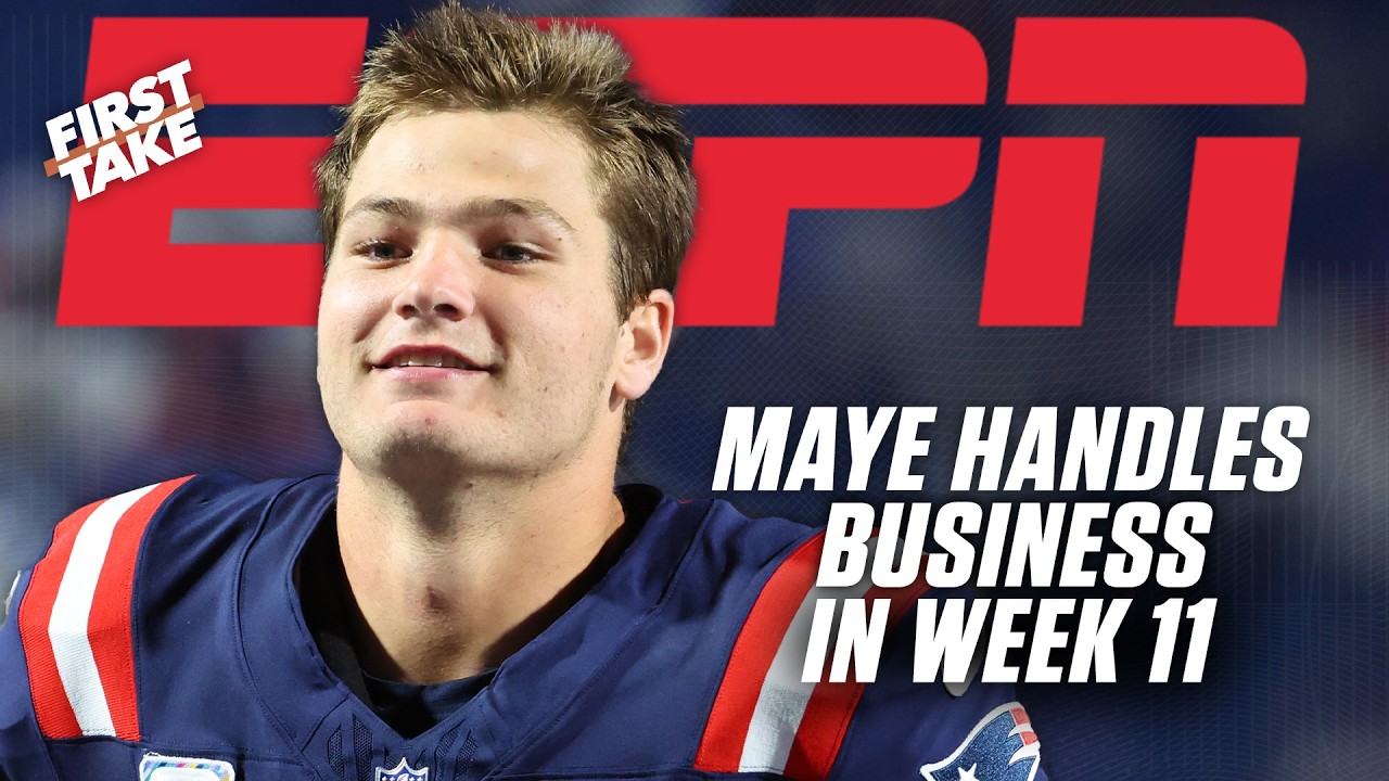 Stephen A. gives Drake Maye his flowers after Patriots improve to 9-2 💐 | First Take