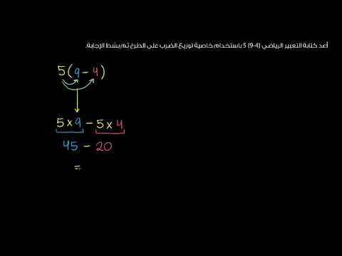 الصف السادس الرياضيات التعابير المكافئة خاصية توزيع الضرب على الطرح