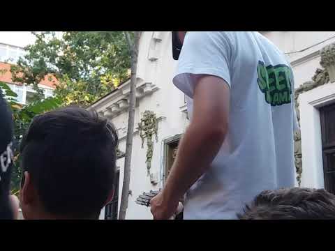 Cooper Eddy is doing Border Balance at the kendama contest