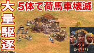 鉄砲馬のコンキスタドールで荷馬車を大量駆逐大作戦！【スペイン, 4vs4, アリーナ, Age of Empires 2 DE, AOE2DE ゲーム実況】