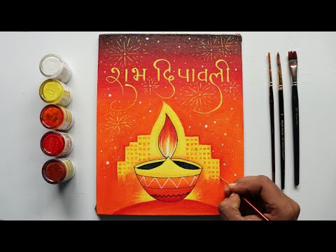 How to paint Diwali Festival Painting step by step for beginners! Video