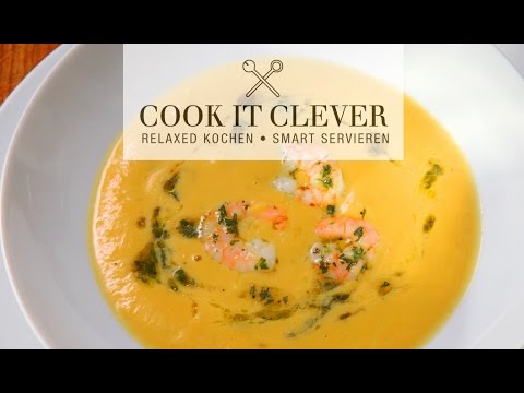 Rezept: Süßkartoffelsuppe mit Garnelen
