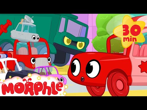 Morphle vs vehicle bandits. Ambulance,  fire truck, dump truck, police car and many other vehicles!