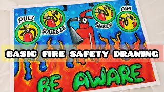 fire safety poster drawing/ Safety drawing/Industrial safety drawing/fire extinguisher drawing