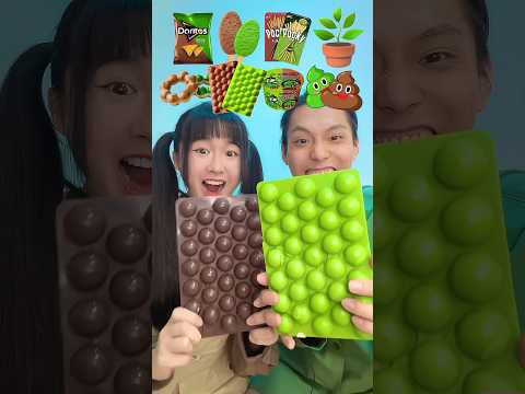 Green Food VS Brown Food Challenge ASMR🪴💩#mukbang #asmr #shorts