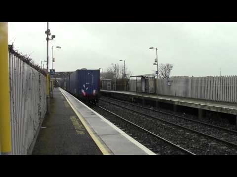 Drumcondra HD-Irish Rail 201 no.218 and IWT Container train passes for Ballina