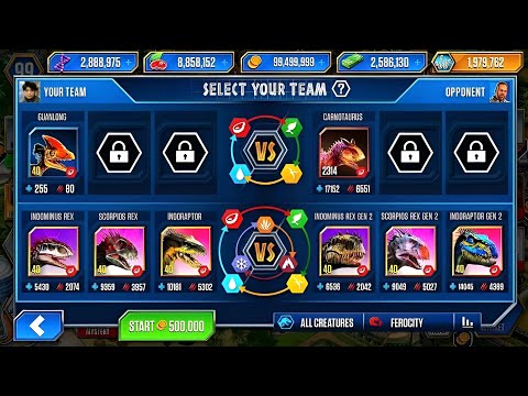 INDORAPTOR VS SCORPIOS REX VS INDORAPTOR GEN 2 VS SCORPIOS REX GEN 2 | JURASSIC WORLD THE GAME