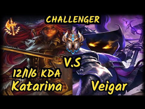 RED Yoda (KATARINA) vs VEIGAR - 12/1/6 KDA MID CHALLENGER GAMEPLAY - BR