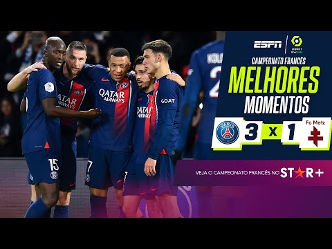 Gols e lances de PSG x Metz