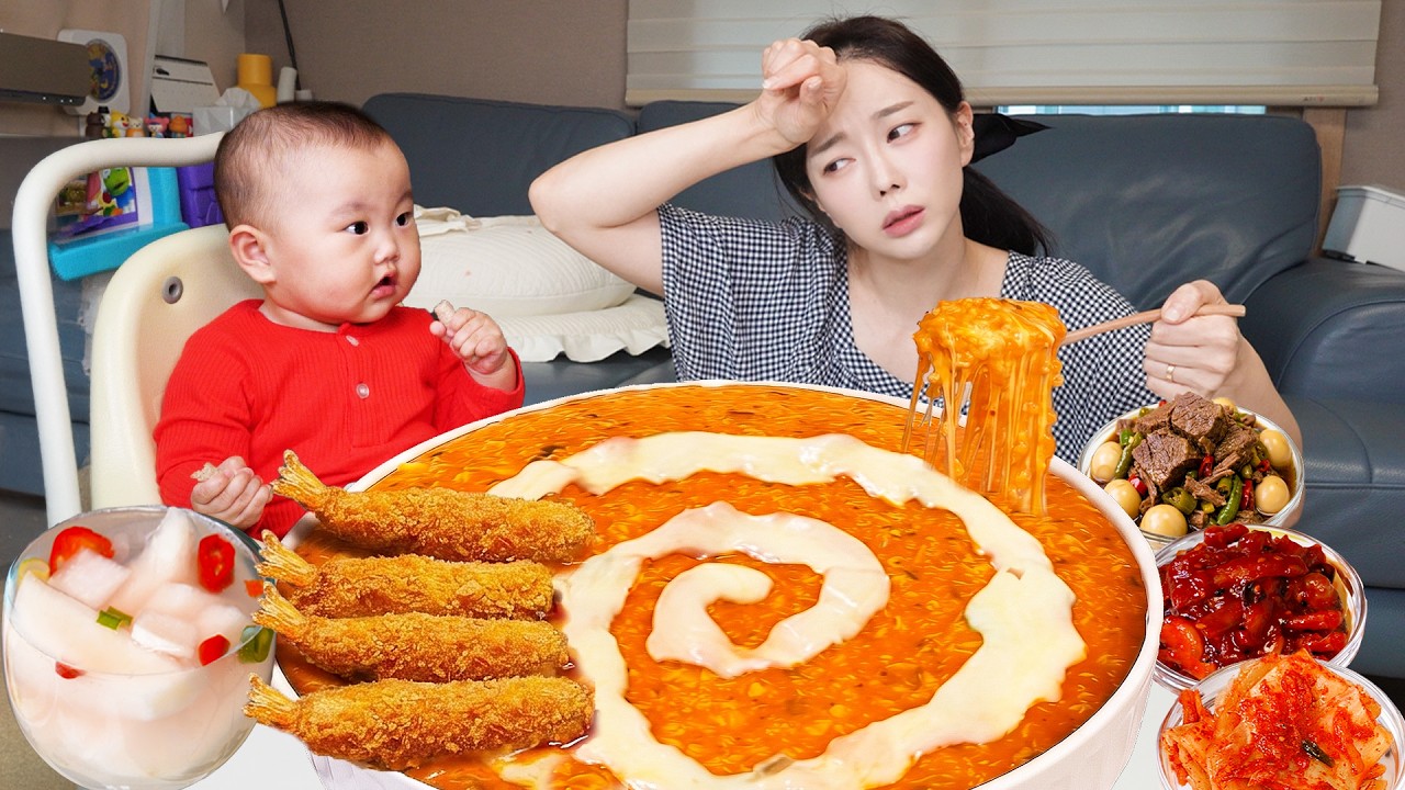 독한 감기에 걸려버렸어요🤧 치즈 김치 낙지죽 먹방 Korean Sick Day Mukbang Ssyoung ASMR