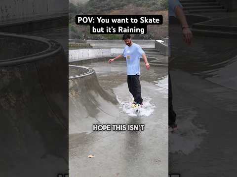 POV you want to skate but it’s raining outside?! #skateboarding #skate #pov #shorts