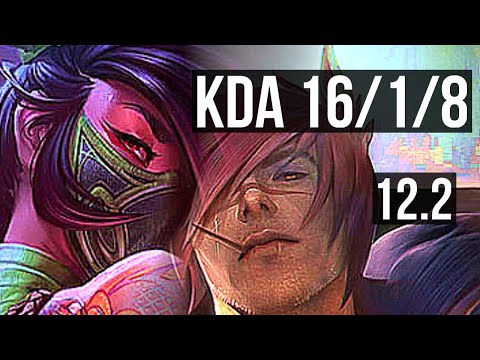 AKALI vs SETT (MID) | 16/1/8, 68% winrate, Legendary | KR Master | 12.2