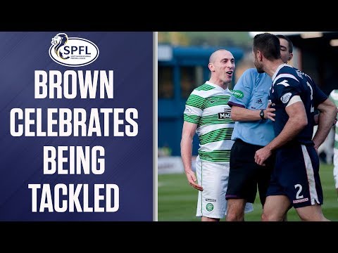Scott Brown teases Mihael Kovacevic by sarcastically celebrating crunching tackle