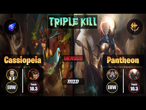 Bolulu CASSIOPEIA (Mid) [Phase Rush] VS PANTHEON - Challenger EUW Patch 10.3 Triple Kill