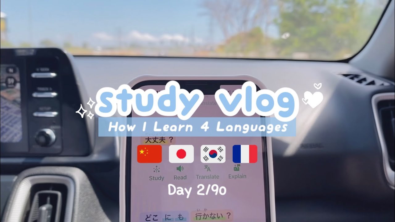study vlog ♡ Study 4 Languages with me 🇨🇳🇯🇵🇰🇷🇫🇷 | Day 2 of 90