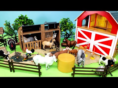 Fun Farm Animal Figurines in a Barn Diorama Sets