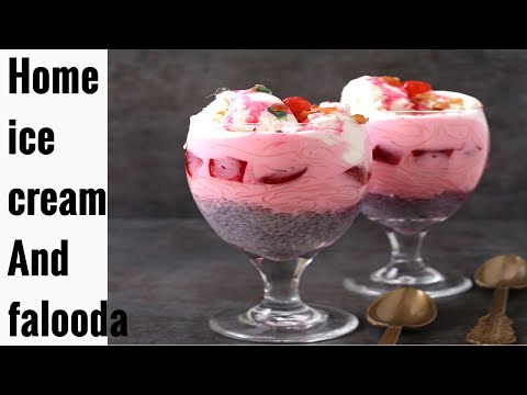 Home made ice cream falooda 🍨🍦4 ingredients 5 mint mi ready