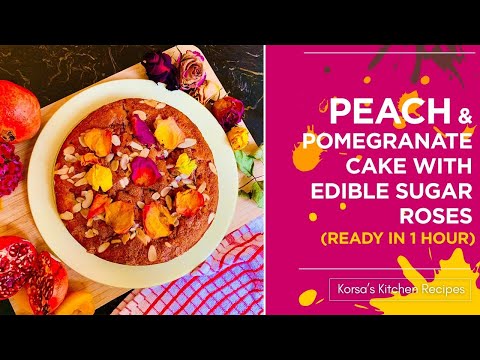 Peach and Pomegranate Cake with Edible Sugar Roses