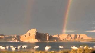 Very Inspiring Double Rainbow Over Lake Powell, "Coyote Rainbows," R. Carlos Nakai from "Emergence"
